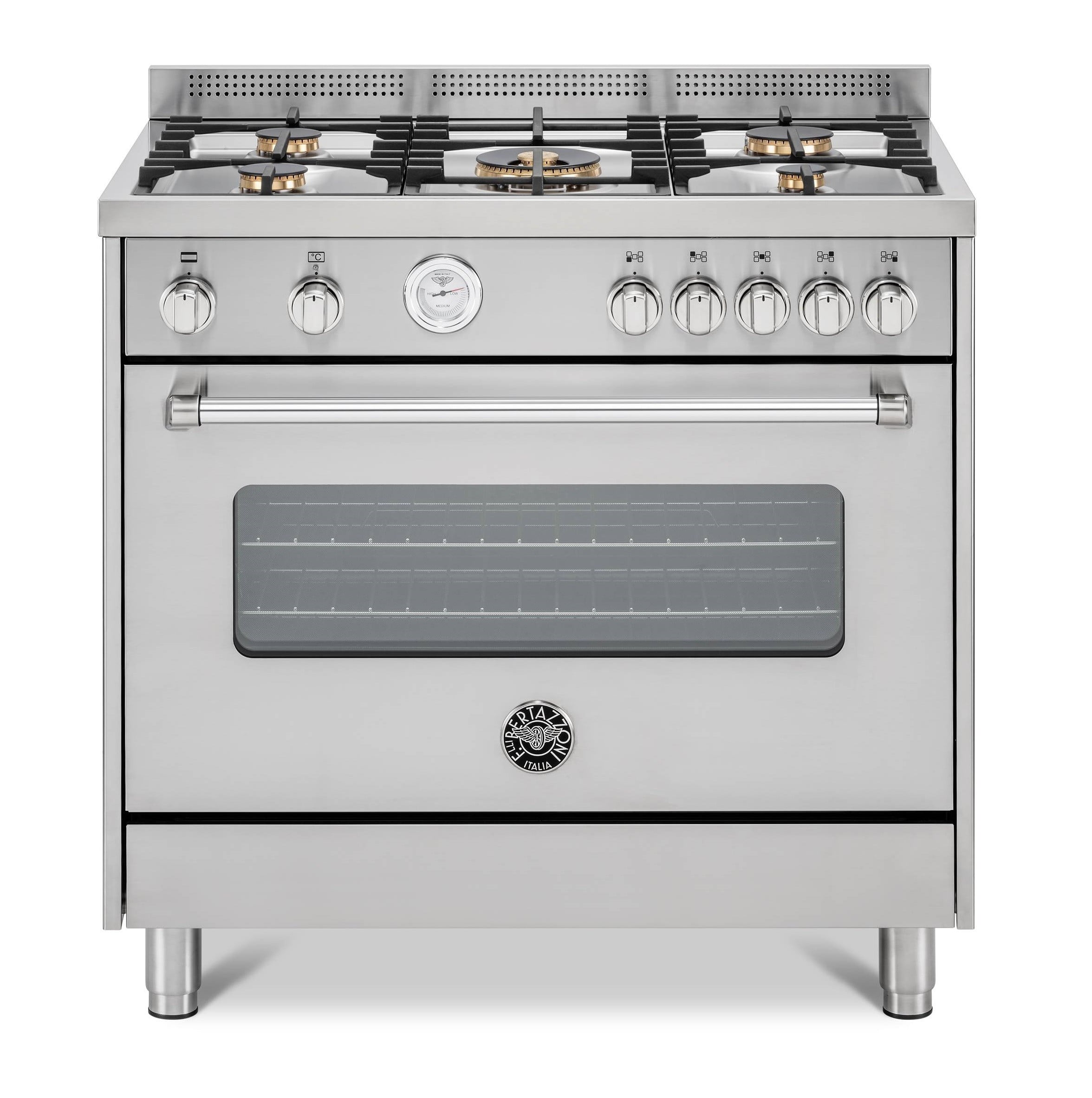 FOGÃO BERTAZZONI MASTER MAS905GGEVLXE NV 90CM DE PISO E DE EMBUTIR 5 QUEIMADORES A GÁS FORNO A GÁS COM CHURRASQUEIRA AÇO INOX 220V