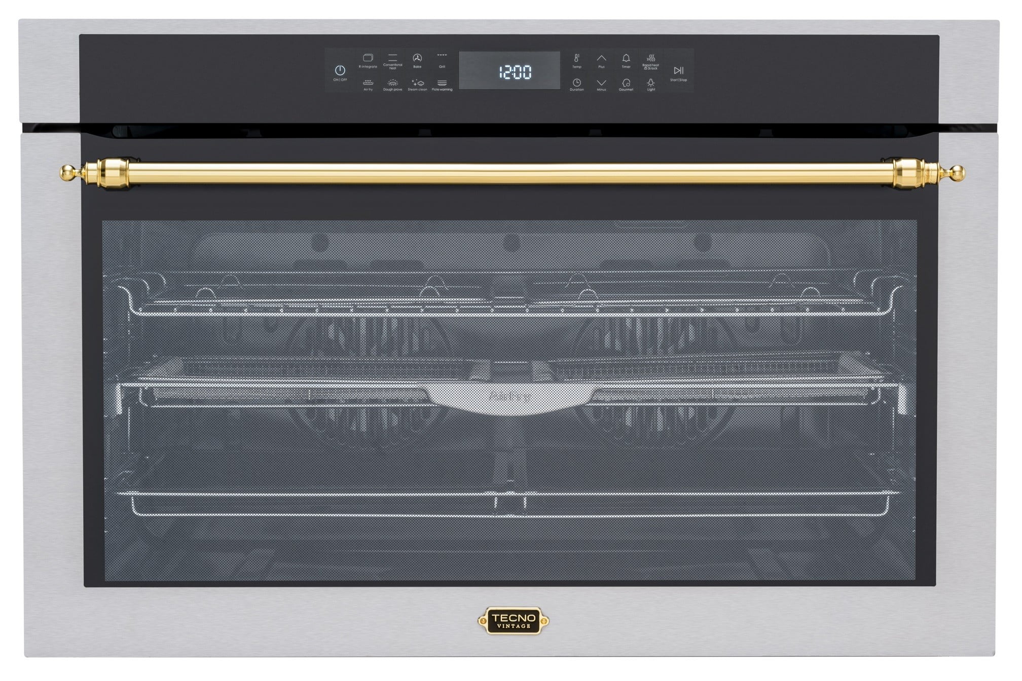 FORNO ELÉTRICO TECNO VINTAGE TO138EXDV2 15 FUNÇÕES COM 138 LITROS CONVECÇÃO DUPLA, COM AIR FRY PUXADOR EM LATÃO POLIDO 90CM 220V