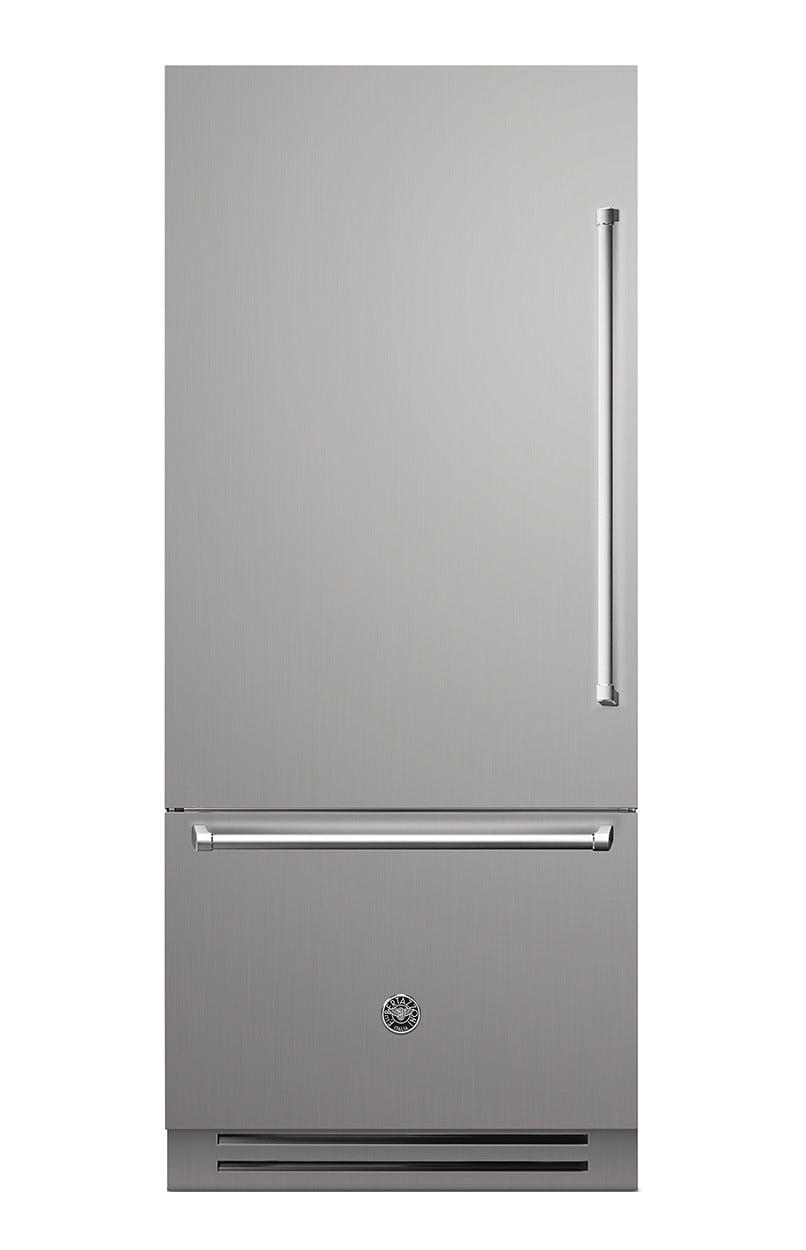 REFRIGERADOR BERTAZZONI MAS REF905BBLXTT 90CM DE EMBUTIR FLUSH BOTTOM FREEZER COM 596 LITROS ABERTURA PARA ESQUERDA PUXADORES TUBULARES AÇO INOX 220V