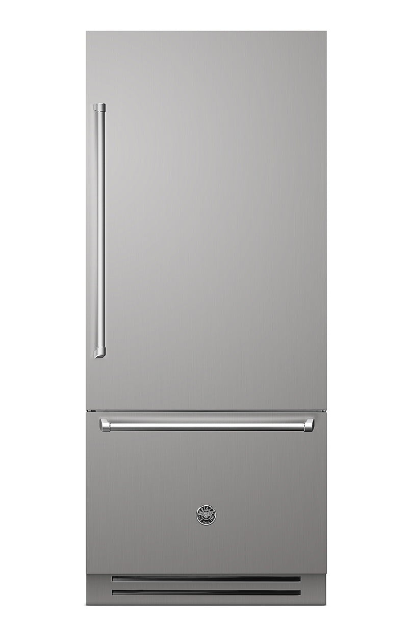 REFRIGERADOR BERTAZZONI MAS REF905BBRXTT 90CM DE EMBUTIR FLUSH BOTTOM FREEZER COM 596 LITROS ABERTURA PARA DIREITA PUXADORES TUBULARES AÇO INOX 220V