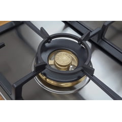 COOKTOP BERTAZZONI PROFESSIONAL P905 LPROX  5 QUEIMADORES PROFISSIONAIS A GÁS COM QUEIMADOR DUAL FLAMEM LATERAL DE 5.000 W 90CM AÇO INOX 220V