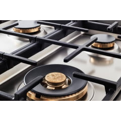 COOKTOP BERTAZZONI PROFESSIONAL P905 LPROX  5 QUEIMADORES PROFISSIONAIS A GÁS COM QUEIMADOR DUAL FLAMEM LATERAL DE 5.000 W 90CM AÇO INOX 220V