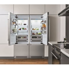 REFRIGERADOR BERTAZZONI MAS REF905BBLXTT 90CM DE EMBUTIR FLUSH BOTTOM FREEZER COM 596 LITROS ABERTURA PARA ESQUERDA PUXADORES TUBULARES AÇO INOX 220V