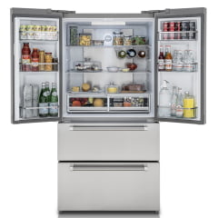 REFRIGERADOR TECNO PROFESSIONAL TR57 FXDP DE PISO E DE EMBUTIR FRENCH DOOR COM 571 LITROS ICE MAKER PUXADORES EM INOX ESCOVADO 91 CM 220V