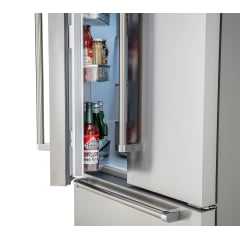 REFRIGERADOR TECNO PROFESSIONAL TR57 FXDP DE PISO E DE EMBUTIR FRENCH DOOR COM 571 LITROS ICE MAKER PUXADORES EM INOX ESCOVADO 91 CM 220V