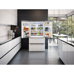 REFRIGERADOR TECNO PROFESSIONAL TR57 FXDP DE PISO E DE EMBUTIR FRENCH DOOR COM 571 LITROS ICE MAKER PUXADORES EM INOX ESCOVADO 91 CM 220V